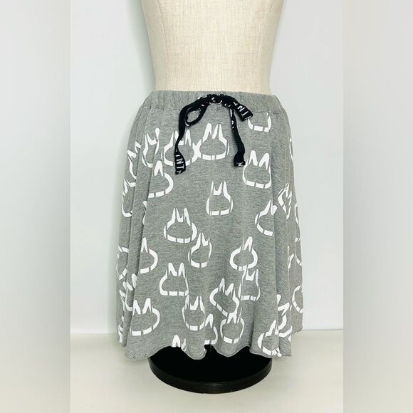 Y2K Harajuku Grey Kitty Skirt by Japanese Fashion Brand MINT NeKO size Small - Picture 10 of 11